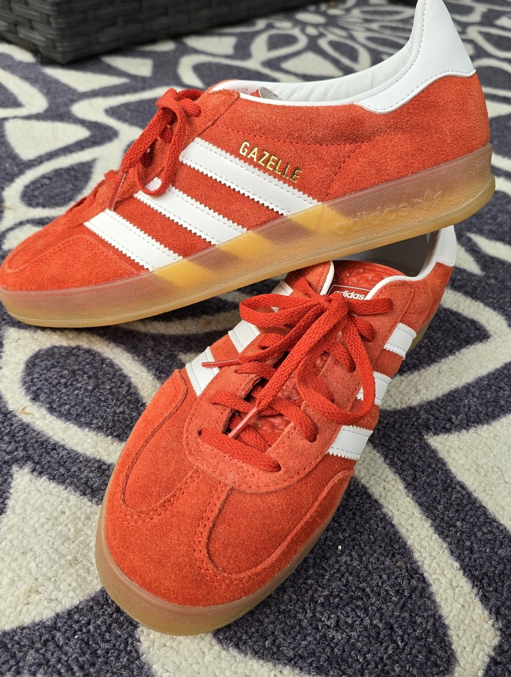 Adidas Gazelle Suede Sneakers in Orange with White Stripes